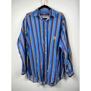 Vtg Ralph Lauren Polo Crest Crown Multicolor Striped Men's‎ Shirt L/S XL